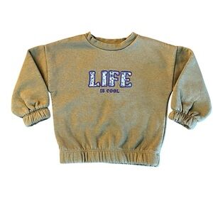 Vertbaudet Kids Tan Sweatshirt with 'Life is Cool' Design Size 12-18 Months